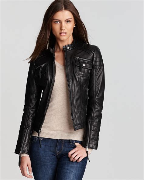 front zip leather jacket michael michael kors woman|Michael Kors coats for women.